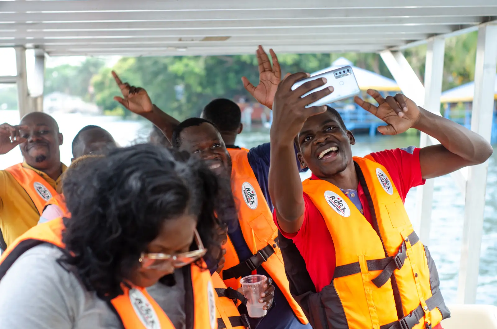 Participants celebrating during a field activity