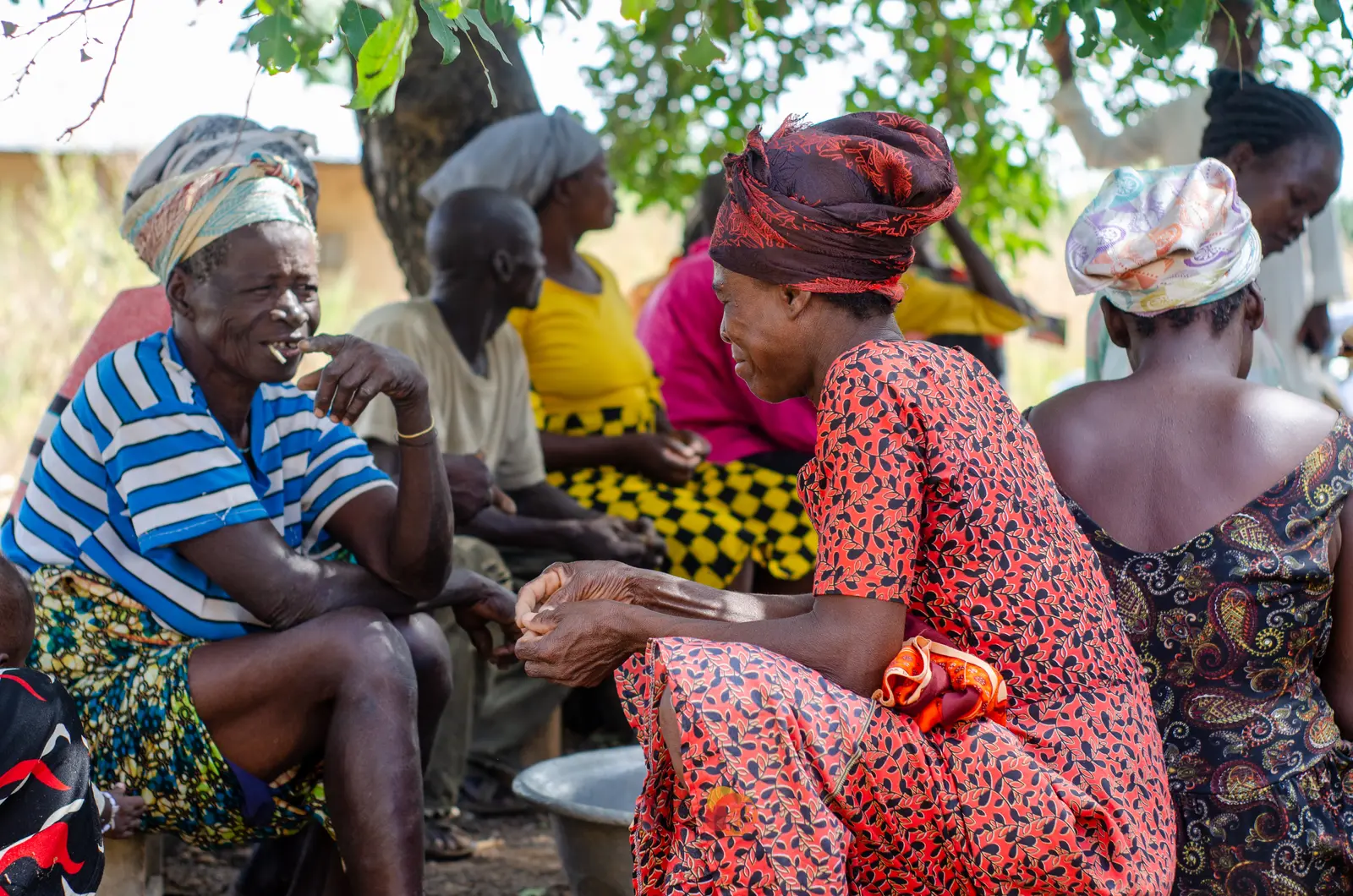 Women in a community discussion