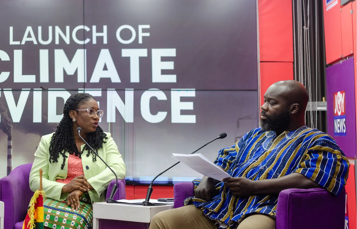 Guests in conversation at the launch of Climate Evidence