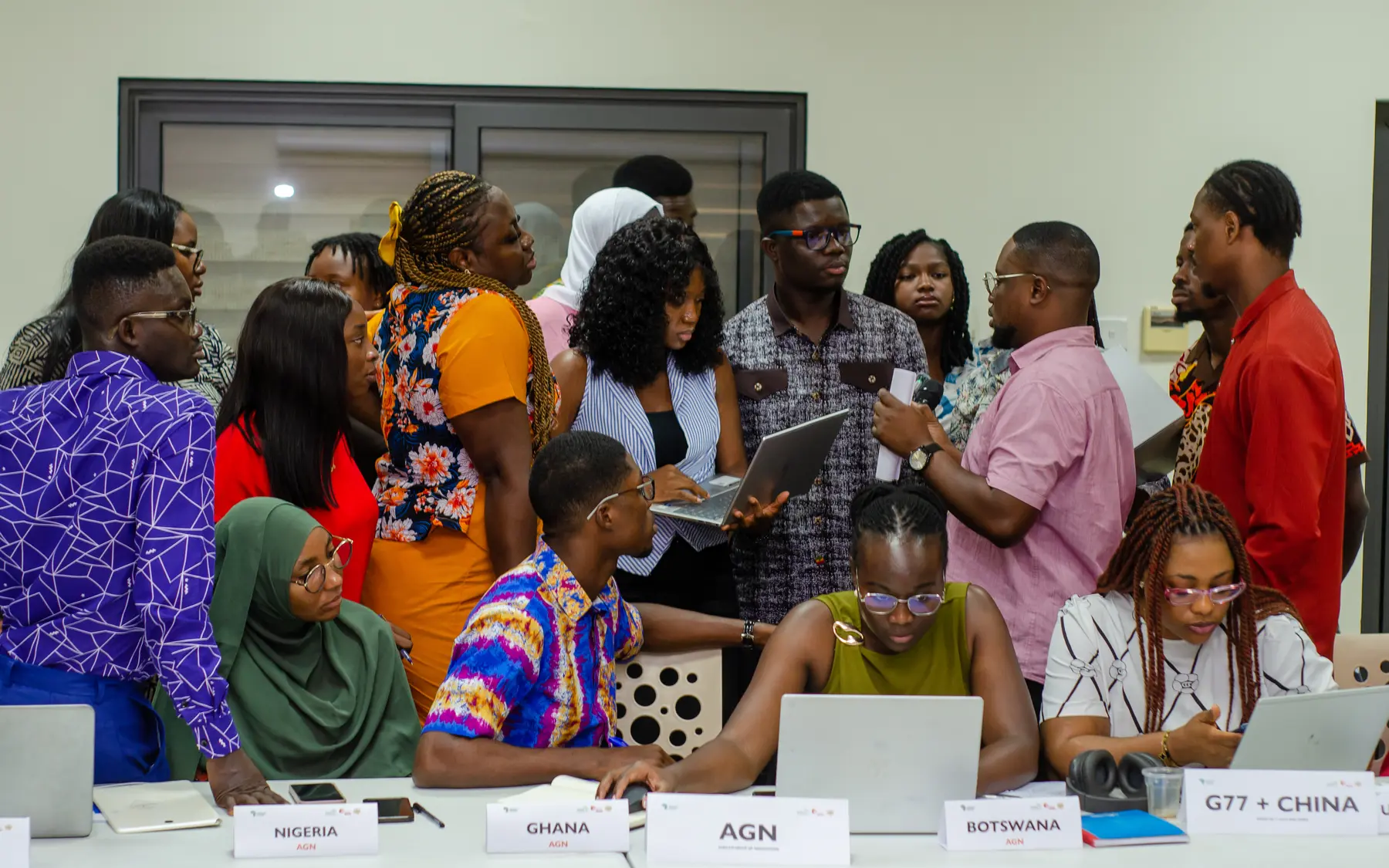 African youth negotiators working through a policy simulation